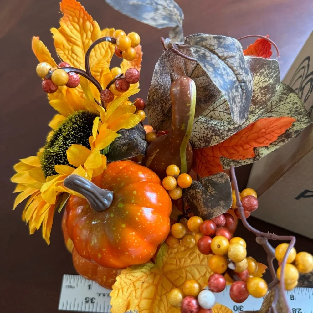 Artificial Pumpkin with Sunflower and Berry Accents